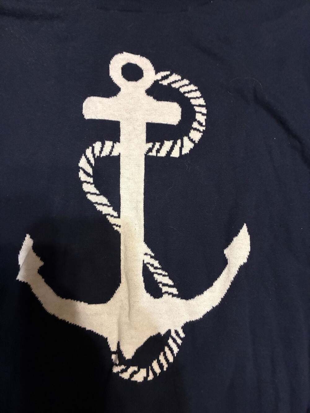 Mandal Bay Navy Blue Anchor Intarsia Knit 100% Cotton Sweater Medium - Picture 3 of 4